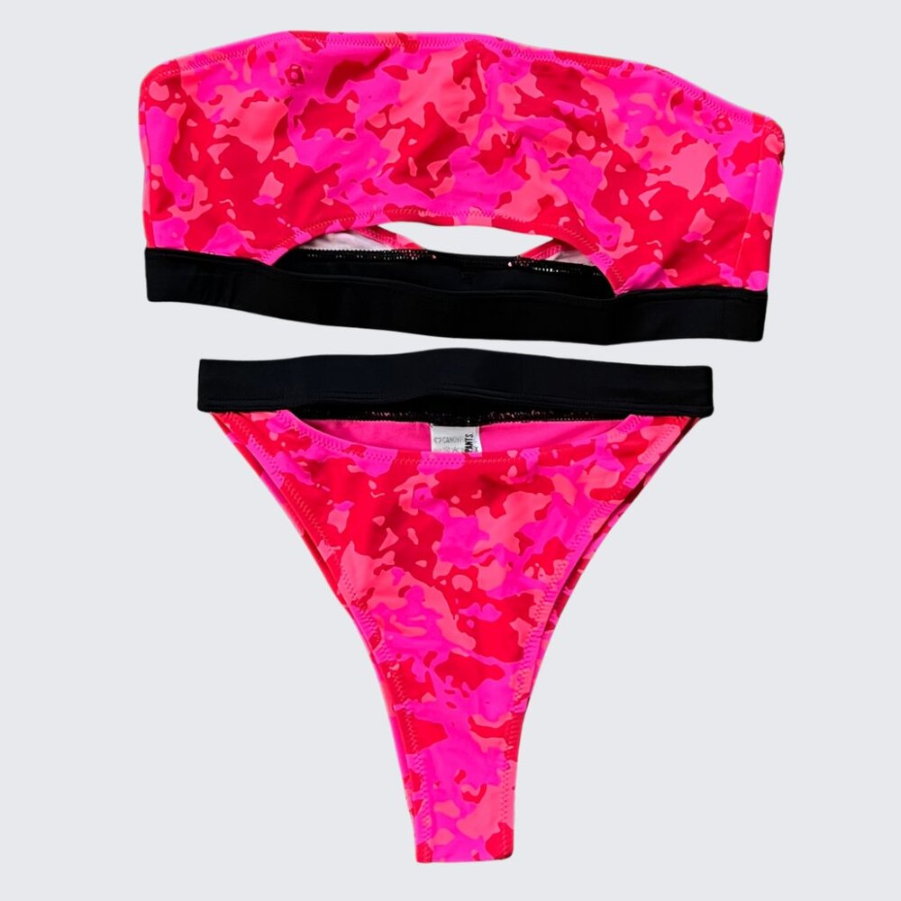 Candy Pants camo print high waisted bikini Set